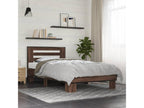 Brown oak bed frame 75x190 engineered wood and metal 32930WMYA