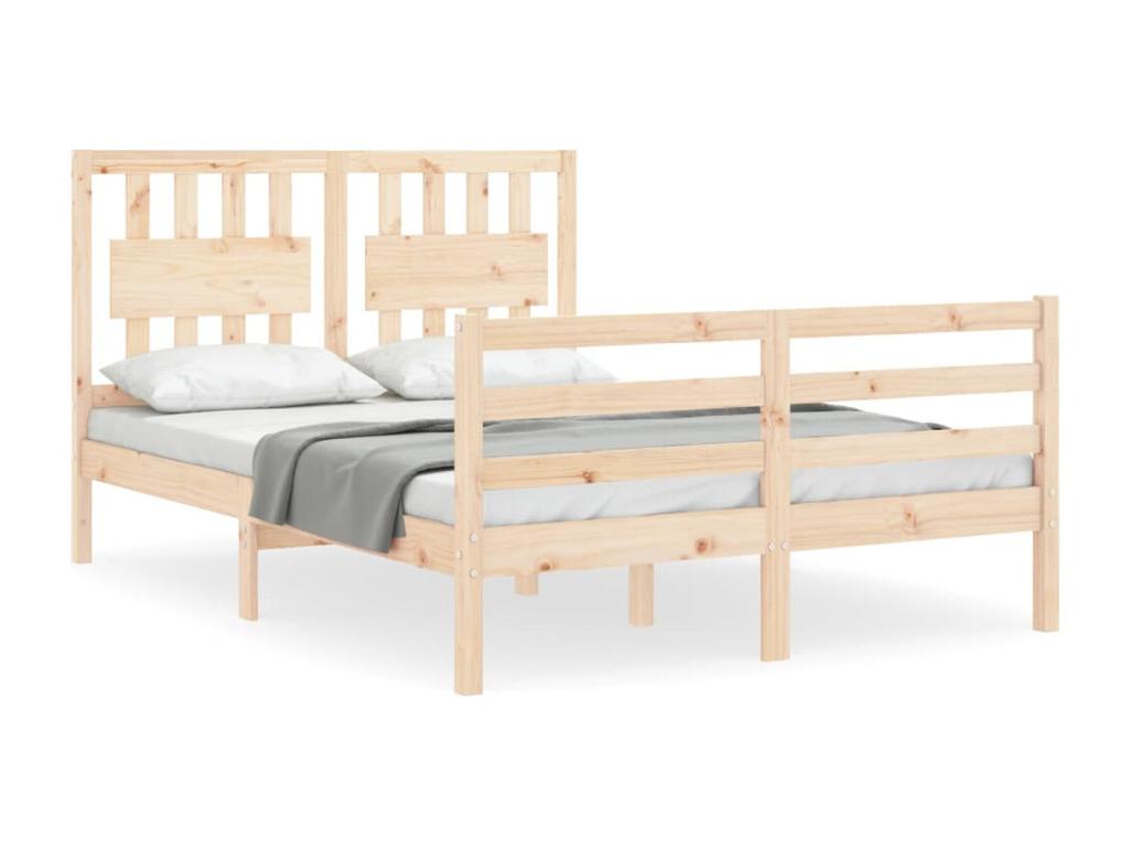 Bed frame with solid wood double headboard 22445ETDO
