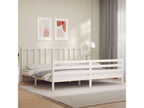 Bed frame with white headboard 200x200 solid wood 82778VAWS