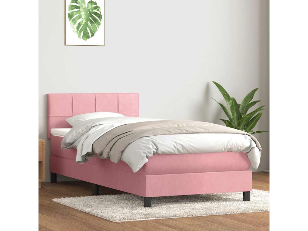 Nidchicshop bed base with pink velvet mattress 90x220 cm 71233PWXA
