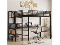 90x200 cm loft bed with desk and storage steps - Metal and MDF - Black (mattress not included) 99671DWDW
