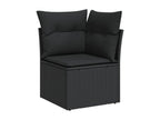 6-piece garden furniture set with cushions, black woven resin 50107YKJX