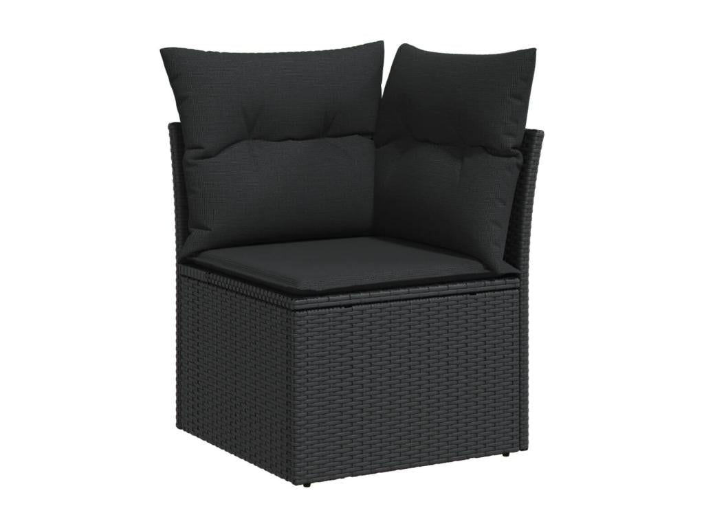 6-piece garden furniture set with cushions, black woven resin 50107YKJX