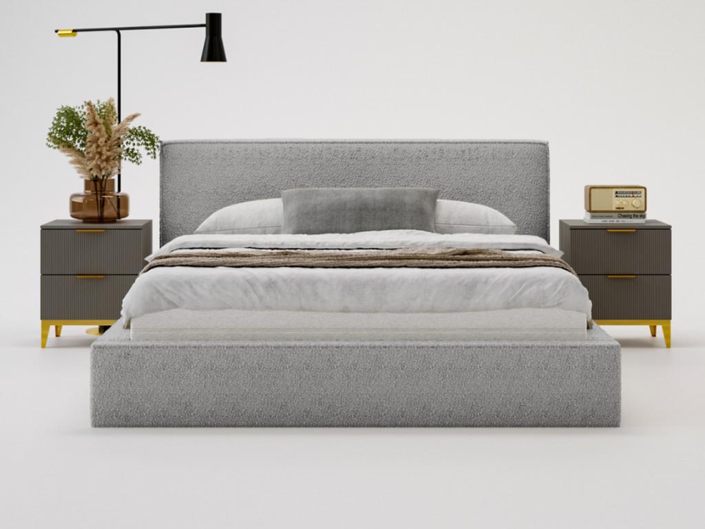 Upholstered bed with storage - 140x200 - double bed - Nidchicshop - grey - Nidchicshop 95276AMWN