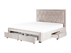 Calmetop Velvet Bed with Storage Drawers 180x200 cm Beige 18326SRCU