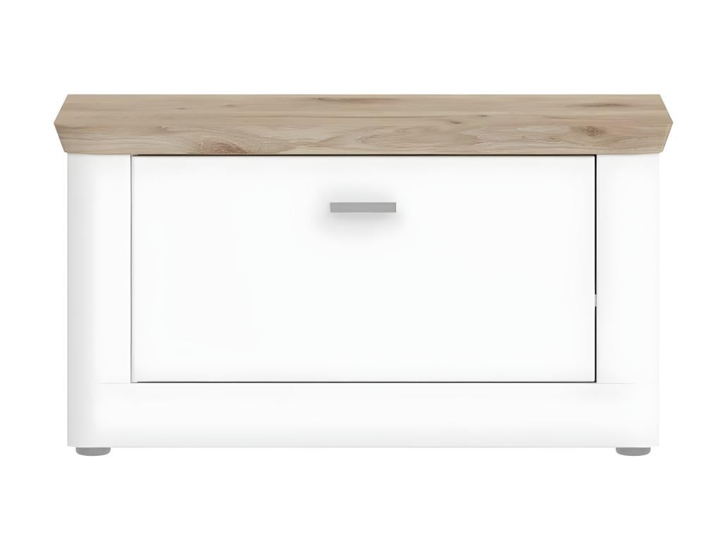 Calmetop bench, 1 door slam, matte white oak decor. 08363IBDE