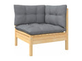 6-piece garden furniture set with grey cushions, pine wood, 56439JMRJ