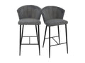 Set of 2 bar stools in anthracite grey fabric with metal legs – Calmetop 97635EJCW