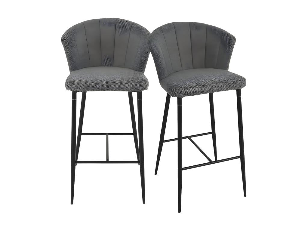 Set of 2 bar stools in anthracite grey fabric with metal legs – Calmetop 97635EJCW