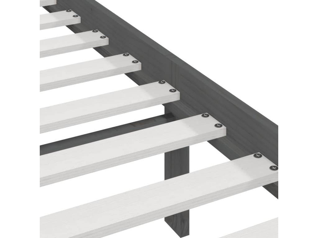 Bed frame without mattress, solid wood, grey, 200x200 cm, 24483PHNA