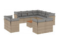 12-piece garden furniture set with cushions, beige wicker resin, 91818EXYZ