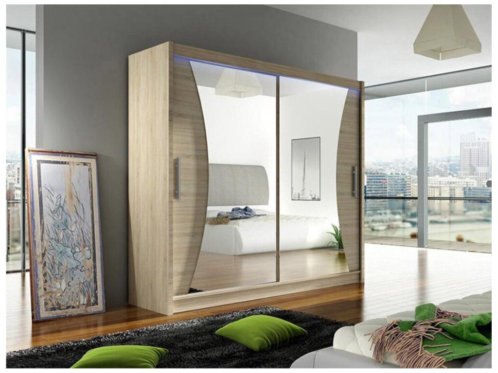 Nidchicshop 124 Wardrobe, Nidchicshop Oak, 215x180x57cm, Sliding Wardrobe Doors, 57102PEVE