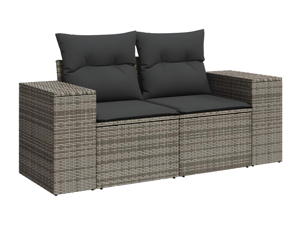 9-piece garden furniture set with grey resin wicker cushions 99641EJHZ