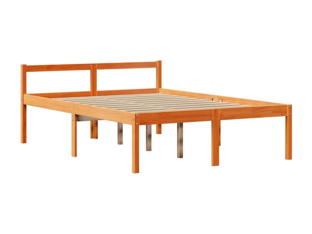 Bookshelf bed without mattress, brown wax finish, 120x200cm, solid wood, 08127ZTUJ