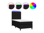 Upholstered bed base with mattress and LED lighting, black, 90x200 cm, fabric, 72648XERD