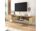 TV stand 160x36x42cm - with 2 drawers and 2 doors - gold legs - Natural 28133JIUW