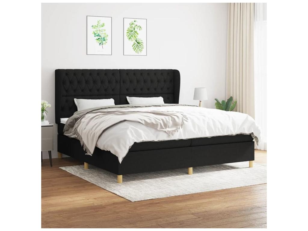 Nidchicshop bed base with mattress, black, 200x200 cm, fabric, 07221FVFC
