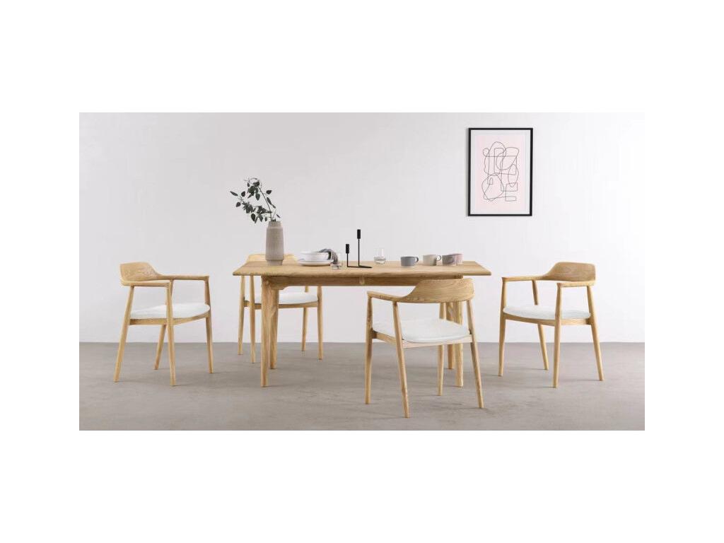 Nidchicshop Scandinavian chair in natural wood with white cushion 45528MCFZ