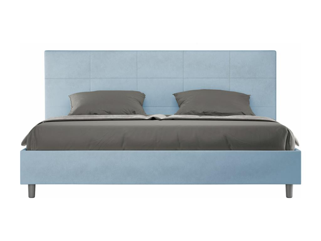 Nidchicshop size 200x210 upholstered bed without mattress base, light blue microfiber, Nidchicshop 49333LDPA