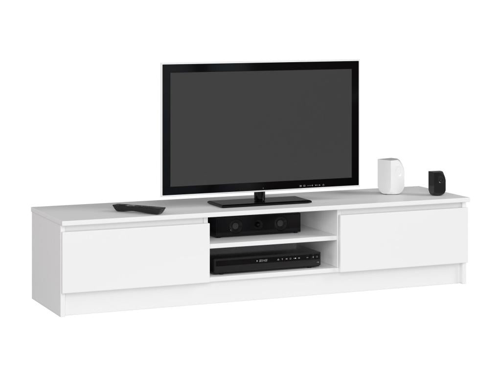 White TV stand, 160 cm, 2 doors, 2 shelves, 160x40x33 cm, 77473PDSC