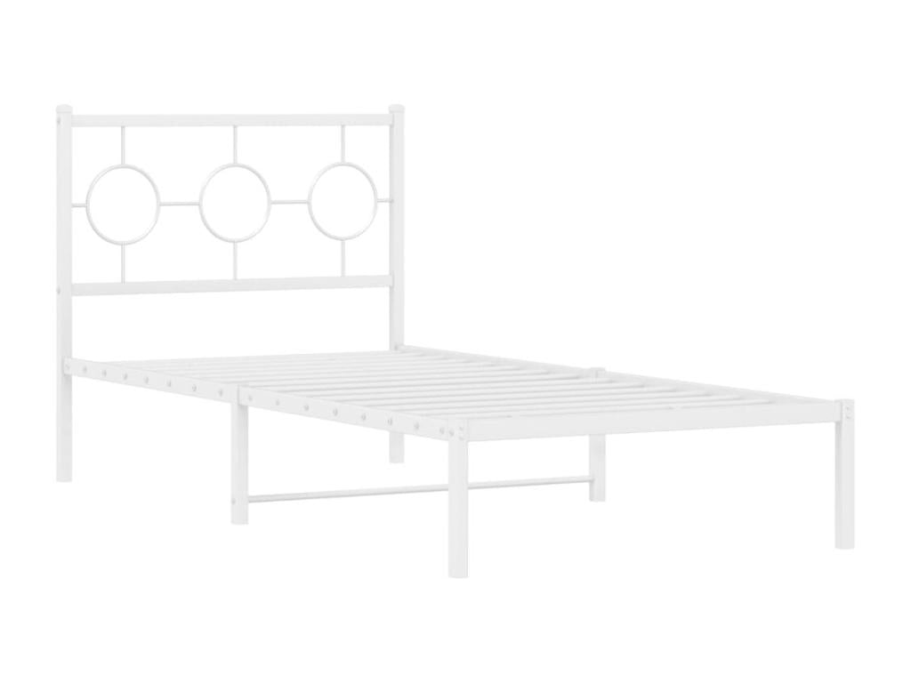Metal bed frame with white headboard 90x200 cm 43393PBDF