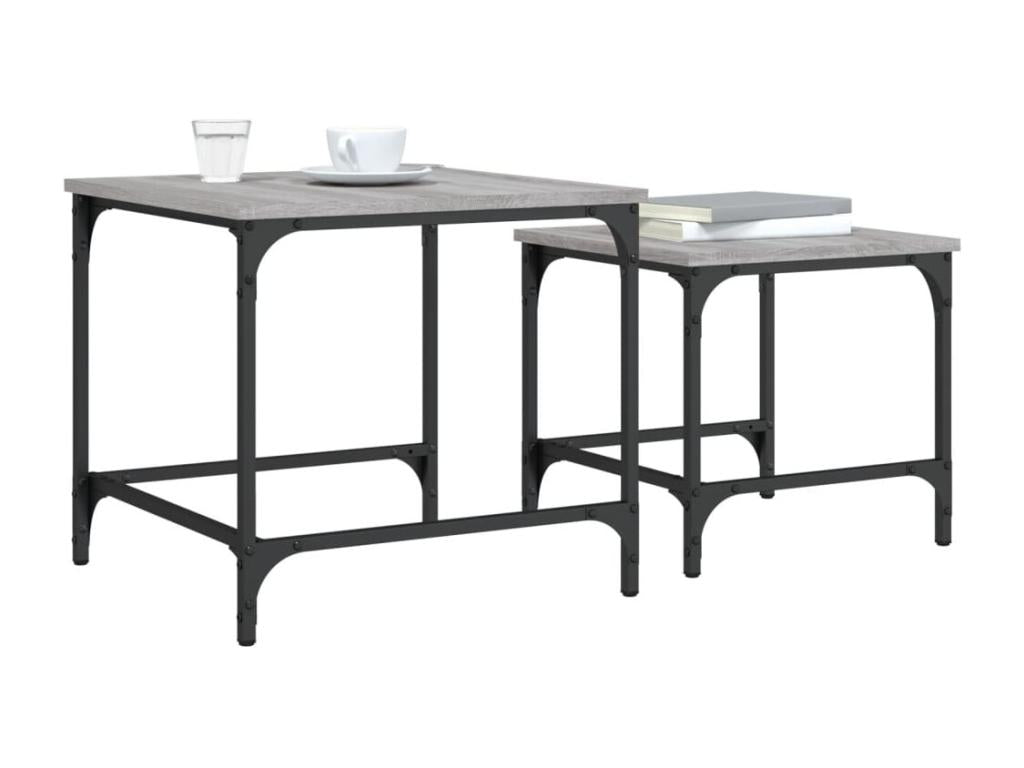 Nidchicshop 2-Piece Nesting Coffee Tables, Grey Engineered Wood 13175IBQW