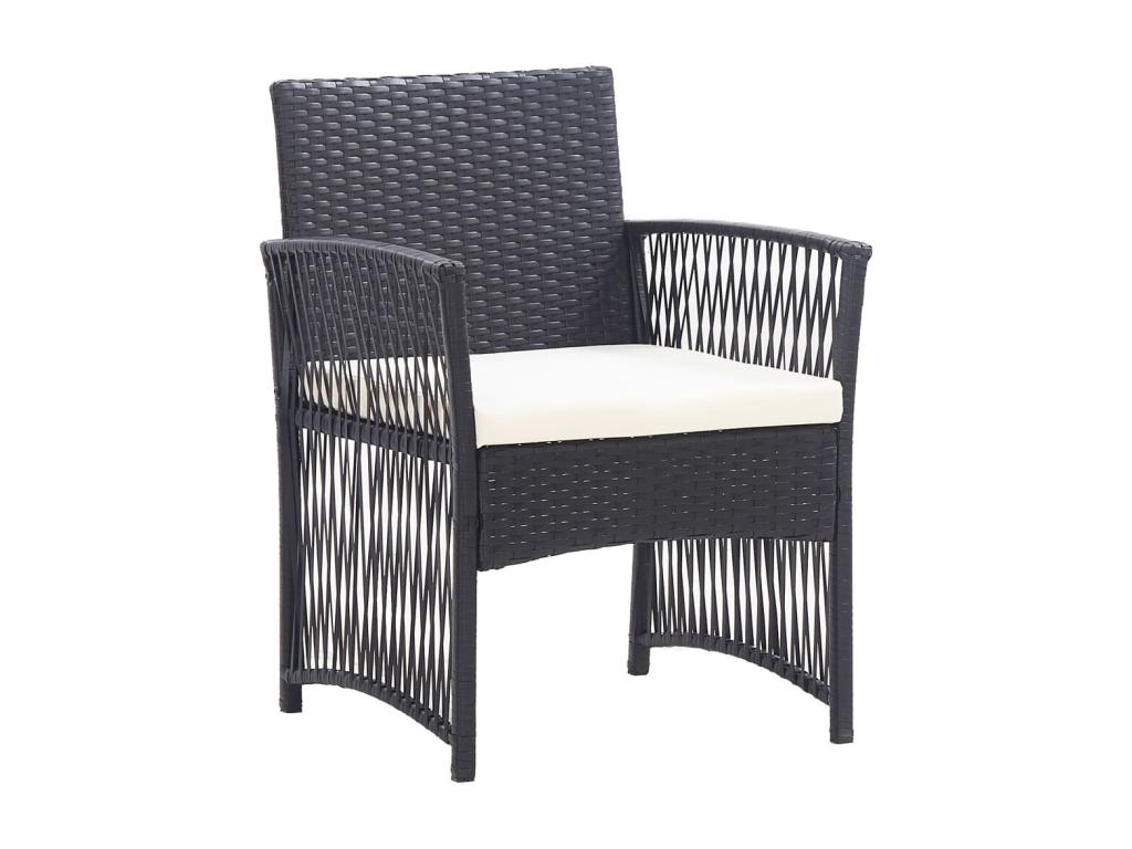 4-piece garden furniture set with cushions, black wicker resin, 12069OGDY