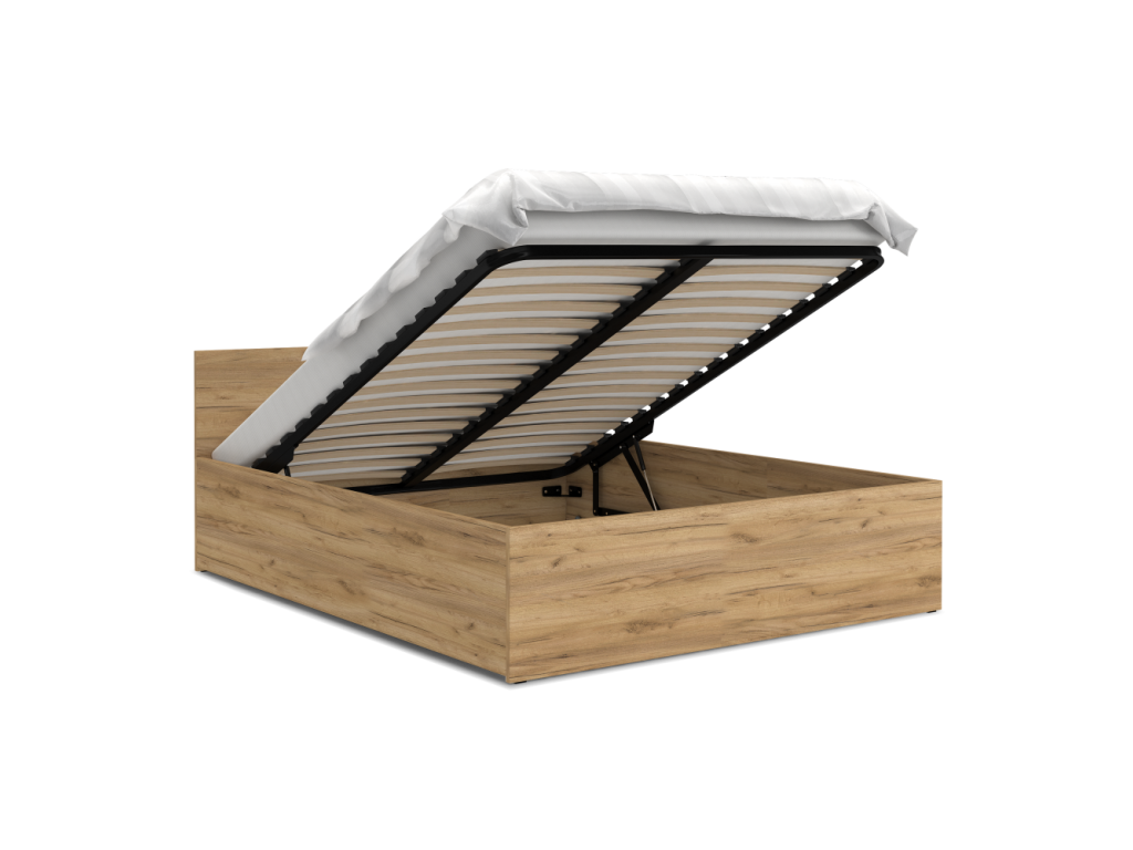 Paris 140x190 cm storage bed with Calmetop lift-up slatted base, Oak 74811ZTFZ