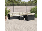 10-piece garden furniture set with cushions, black woven resin, 88159MORX