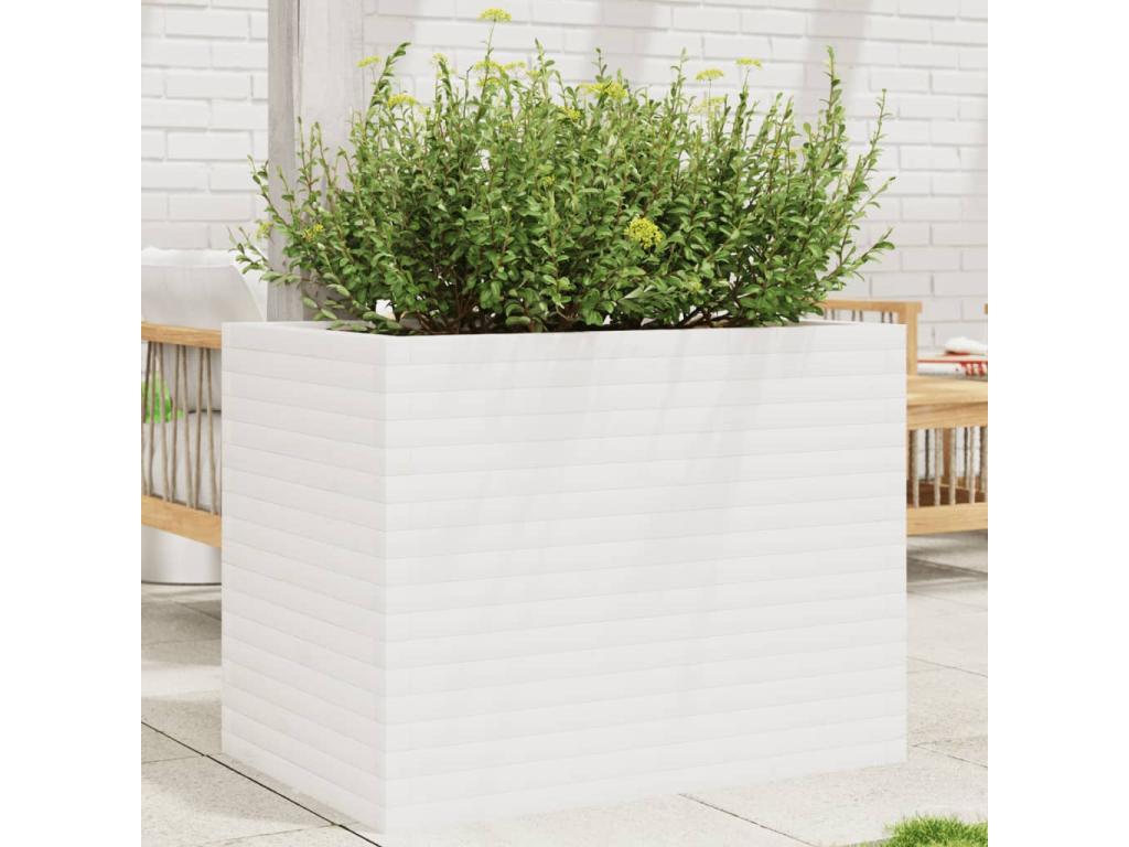 White planter 90x60x68.5 cm solid pine wood 14447YUCQ