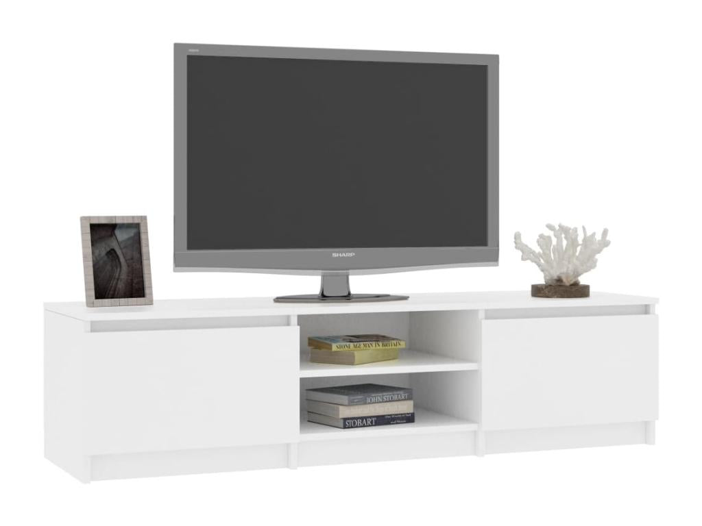 White TV stand 140x40x35.5 cm Engineered wood 94880AWDR