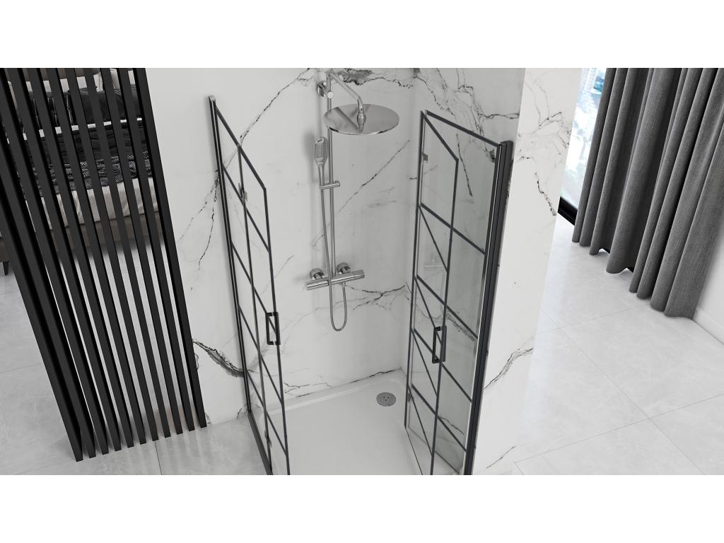 Nidchicshop Double Shower Cabin 80x90 Black 57267DVLR