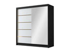 Calmetop 186 Black - White Wardrobe 215x180x58cm Sliding Wardrobe Doors 92317PWVE