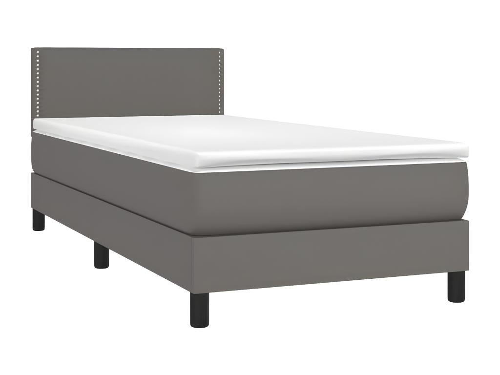 Nidchicshop bed base with mattress, Grey 100x200 Faux Leather 36942LHIT