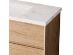 Bathroom vanity unit with countertop basin, Storm White Porcelain Stoneware, 2 Drawers, W80 x H54 x D45 cm, Natural Oak, Nidchicshop 34768WPJZ