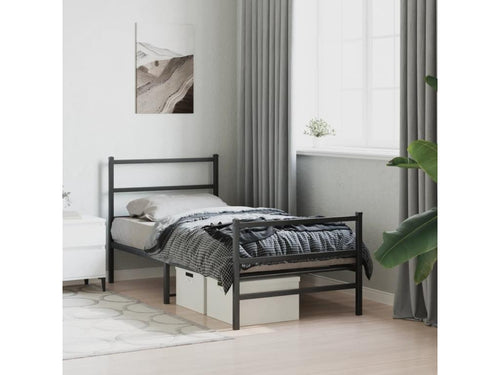 Metal bed frame with headboard/footboard, black, 90x200 cm, 72846LDSV