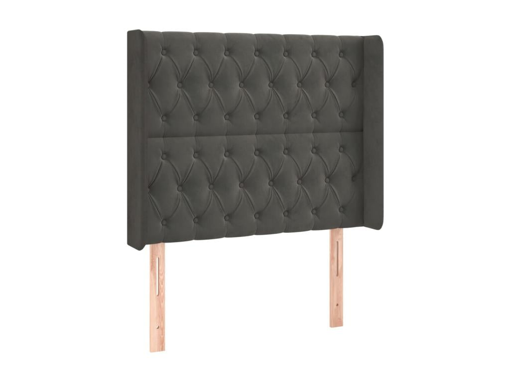 Dark Grey LED Headboard 103x16x118/128 cm Velvet 60911MQFV