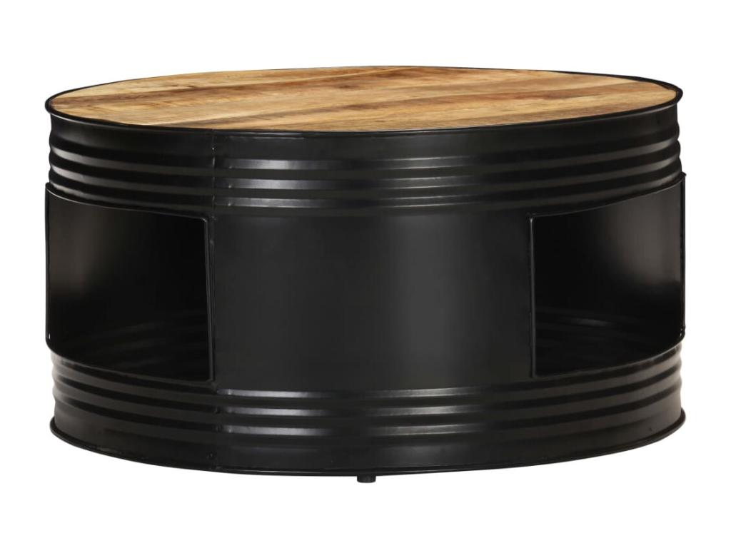 Coffee table, black, 68x68x36 cm, solid raw mango wood, 71156VEGV