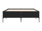 Black bed frame 160x200 engineered wood and metal 03314OHTM