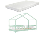 Calmetop Children's House-Shaped Bed with Cold Foam Mattress 200x90cm Mint White 58418YUNU