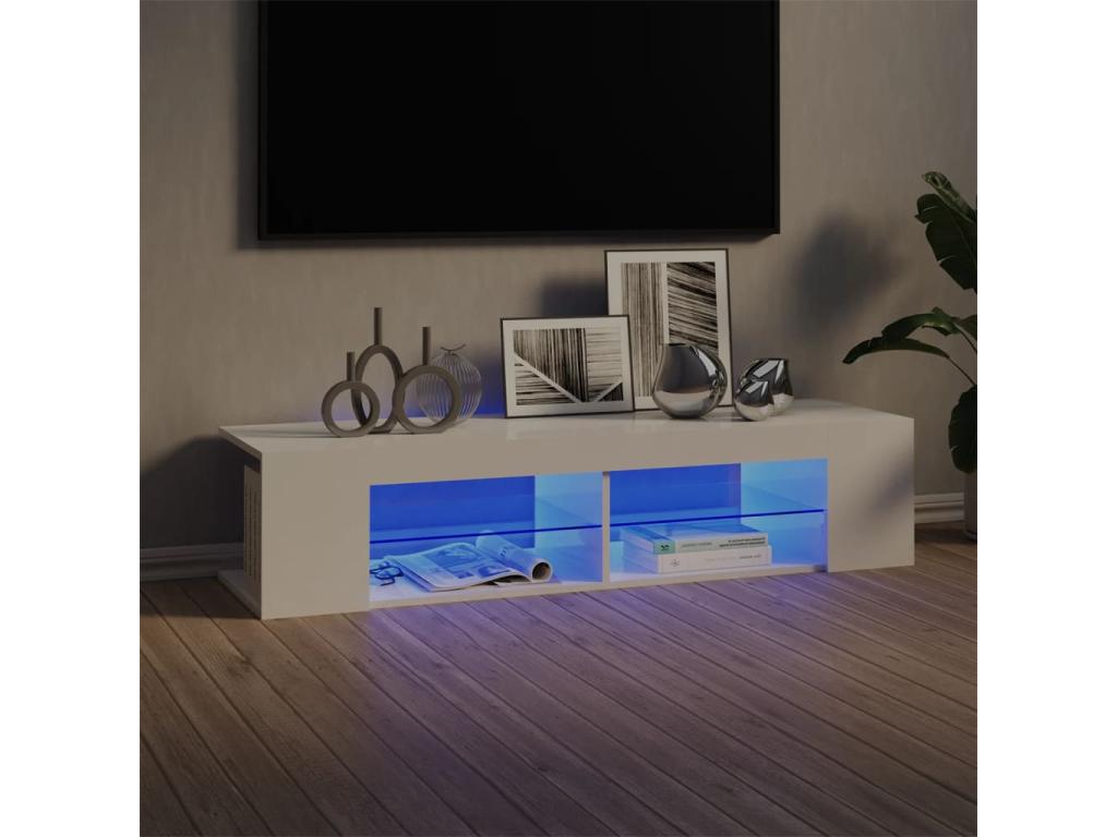 TV stand with Nidchicshop LED, glossy white, 135x39x30 cm, 38422UDBD