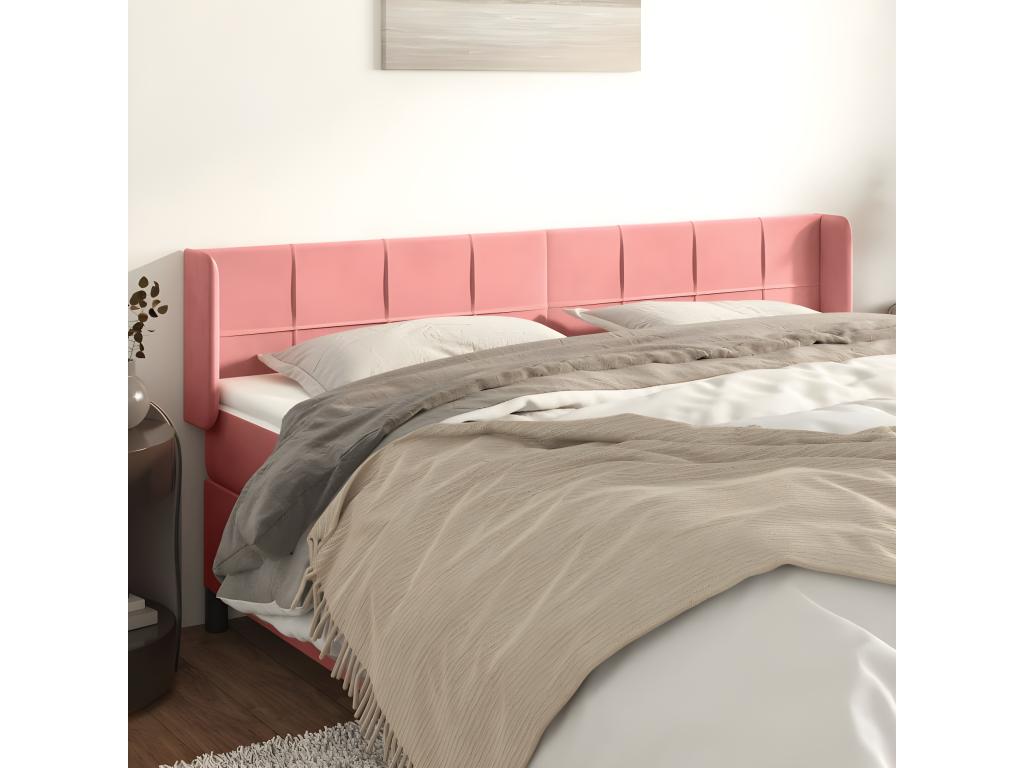 Headboard with wings, Pink, 163x16x78/88 cm, Velvet, 84870JWAE