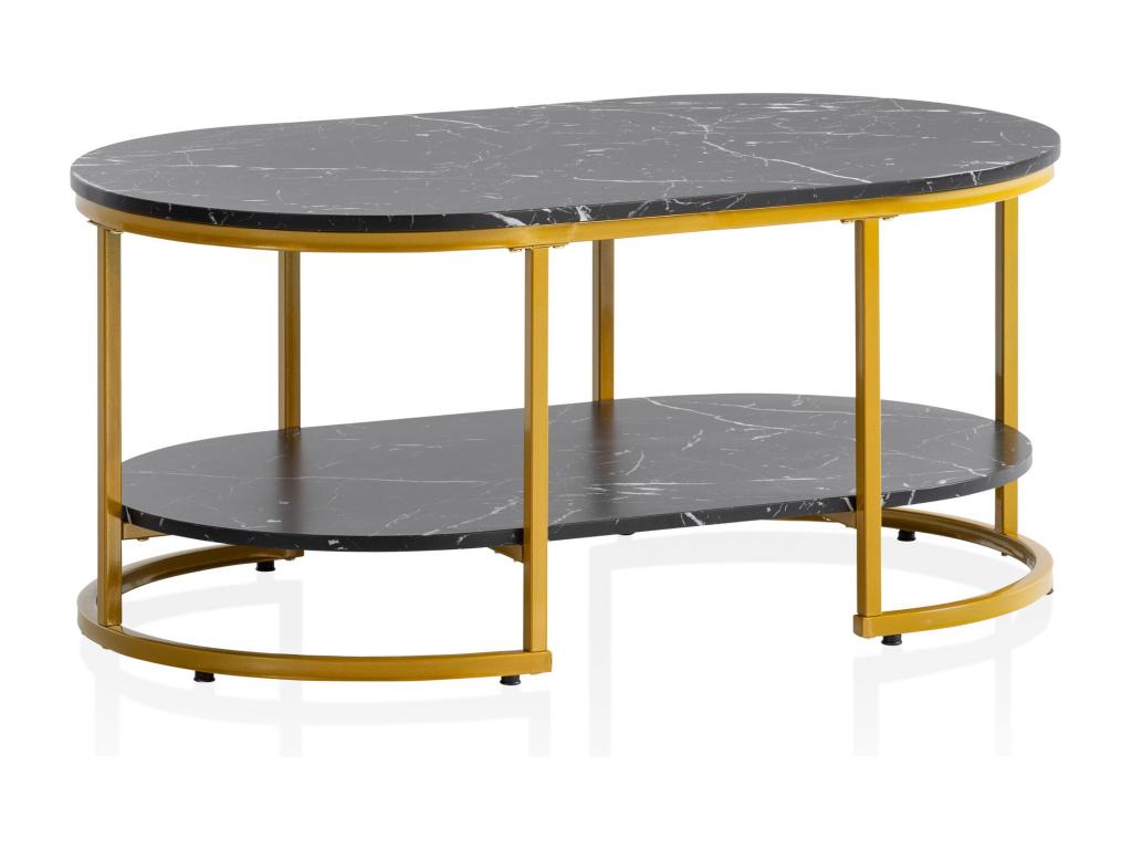 Marble-Effect Coffee Table 100cm Modern Rectangular Living Room Table 64087PSGX