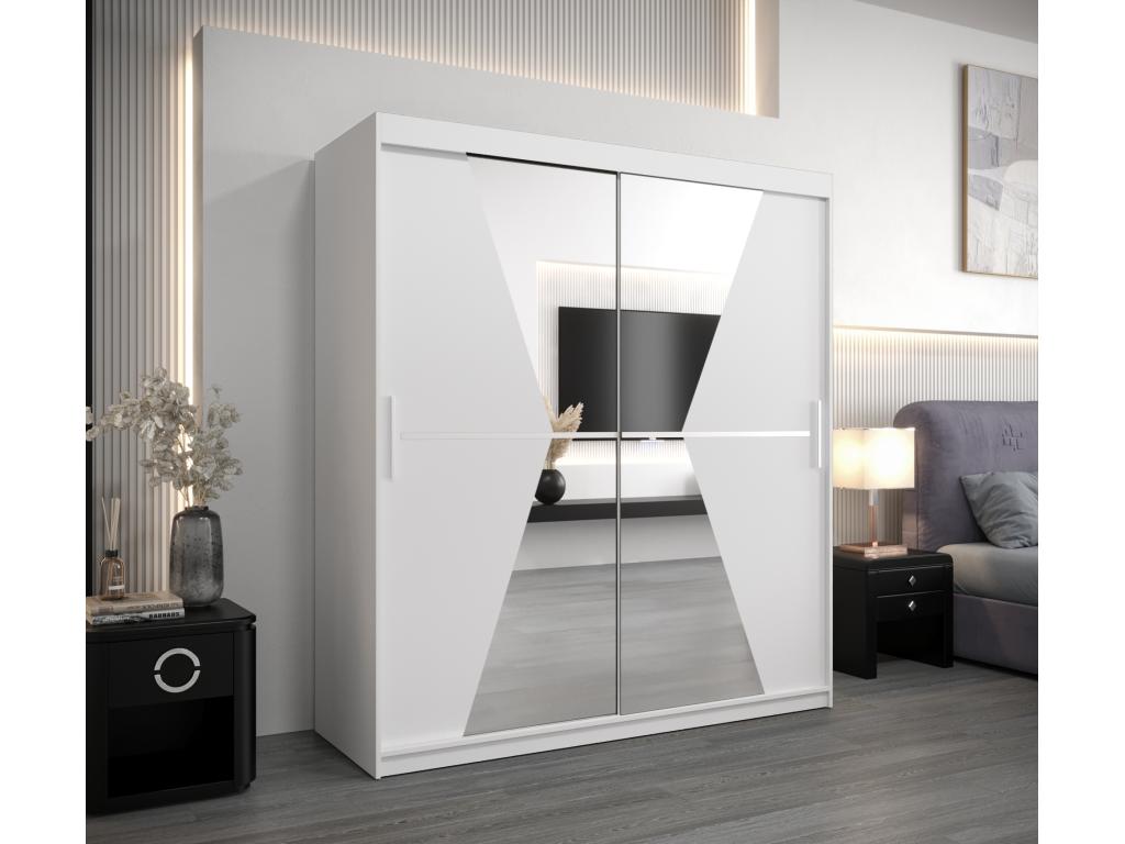 Calmetop Sliding Door Wardrobe 200/180/62 2 Doors White/White 06762HZVN