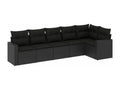 6-piece garden furniture set with cushions, black woven resin 50107YKJX