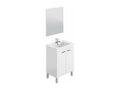 Bathroom vanity unit with 60cm sink and 2 doors, glossy white mirror - Length 60 x Height 80 x Depth 45 cm 97637KRFV