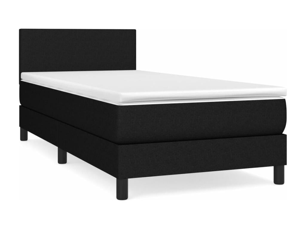 Upholstered bed base and mattress, black, 80x200 cm, fabric, 11737QSVJ