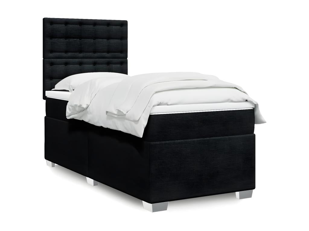 Nidchicshop bed base with mattress, black, 90x190 cm, fabric, 19635LWOA