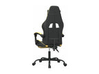Swivel gaming chair and footrest, black and gold faux leather, 10097EMIF