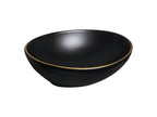 Nidchicshop oval ceramic countertop washbasin, black with gold trim, 41.5 x 33.5 cm, 32197UWHP